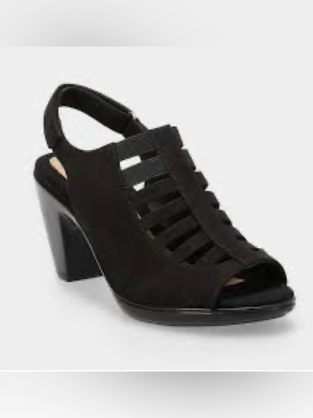 Croft & Barrow Black Strappy PeepToe ortho eco insoles suede Heel -women’ size 8